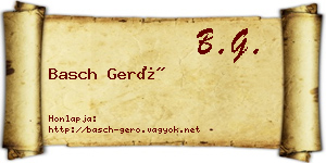 Basch Gerő névjegykártya